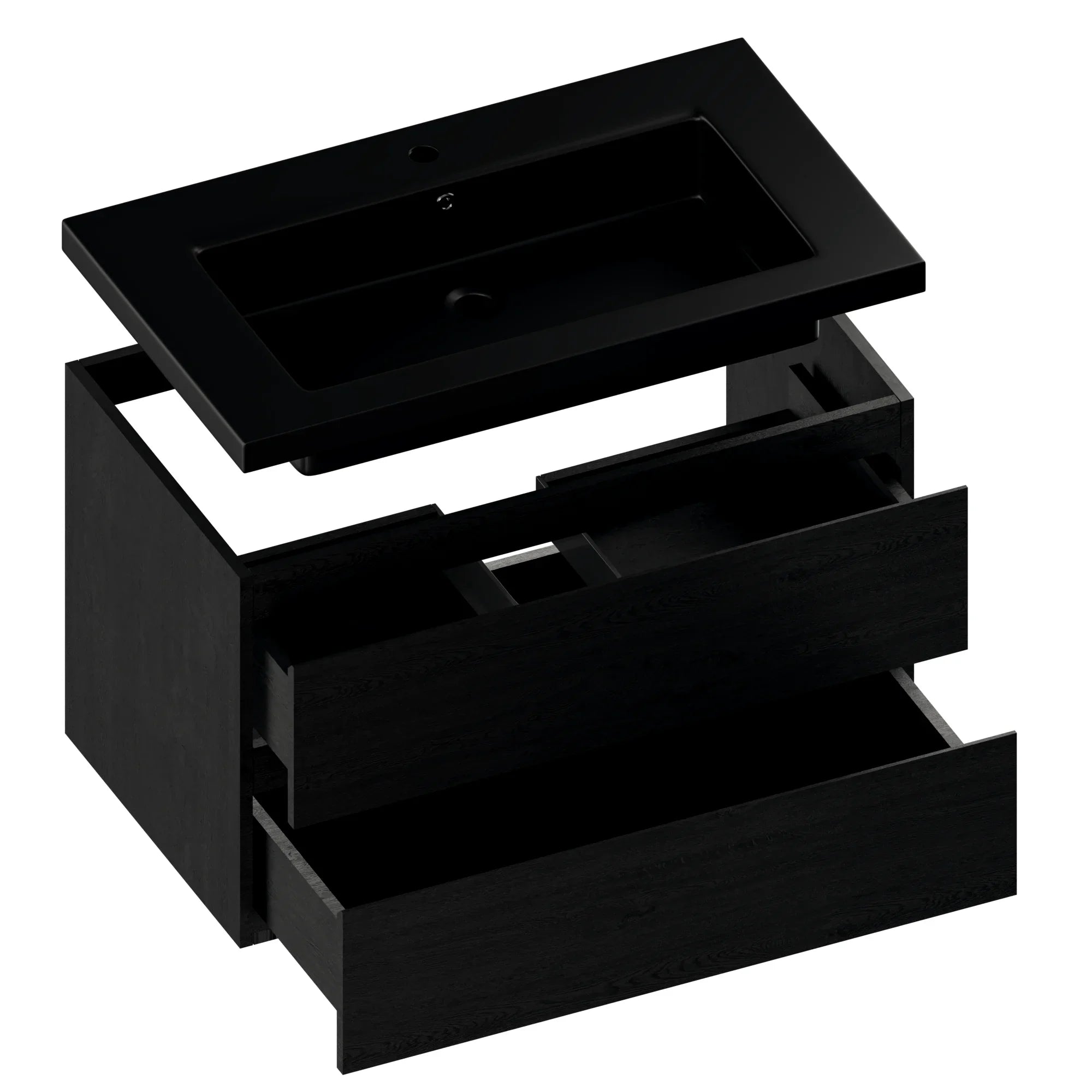 Badeværelsesmøbel Sova - 80cm - Sort eg - Vask sort