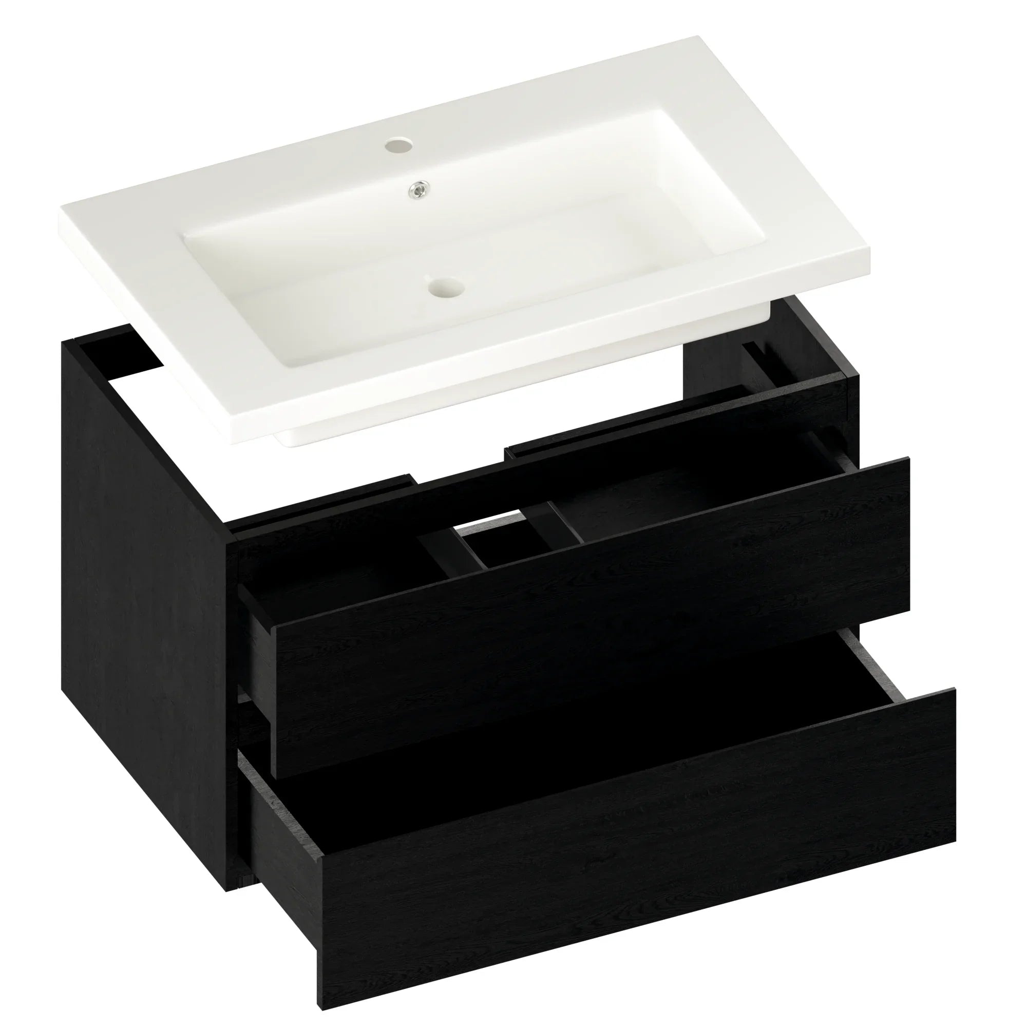 Badeværelsesmøbel Sova - 80cm - Sort eg - Vask hvid