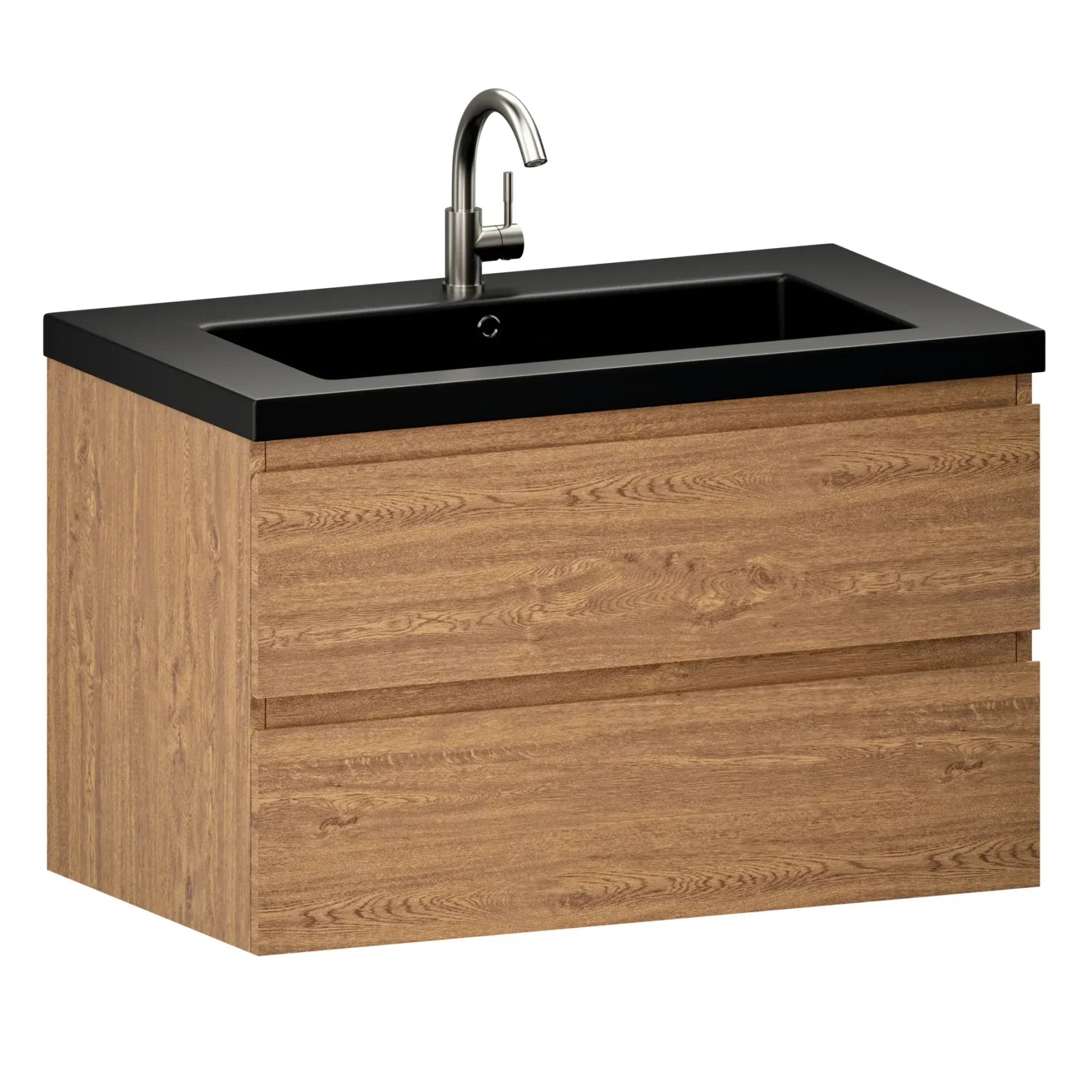 Badeværelsesmøbel Sova - 80cm - Varm eg - Sort Vask