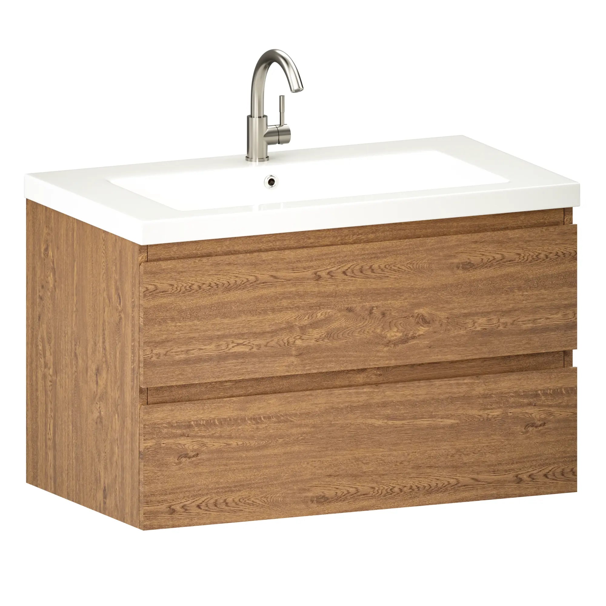 Badeværelsesmøbel Sova - 80cm - Varm eg - Hvid Vask