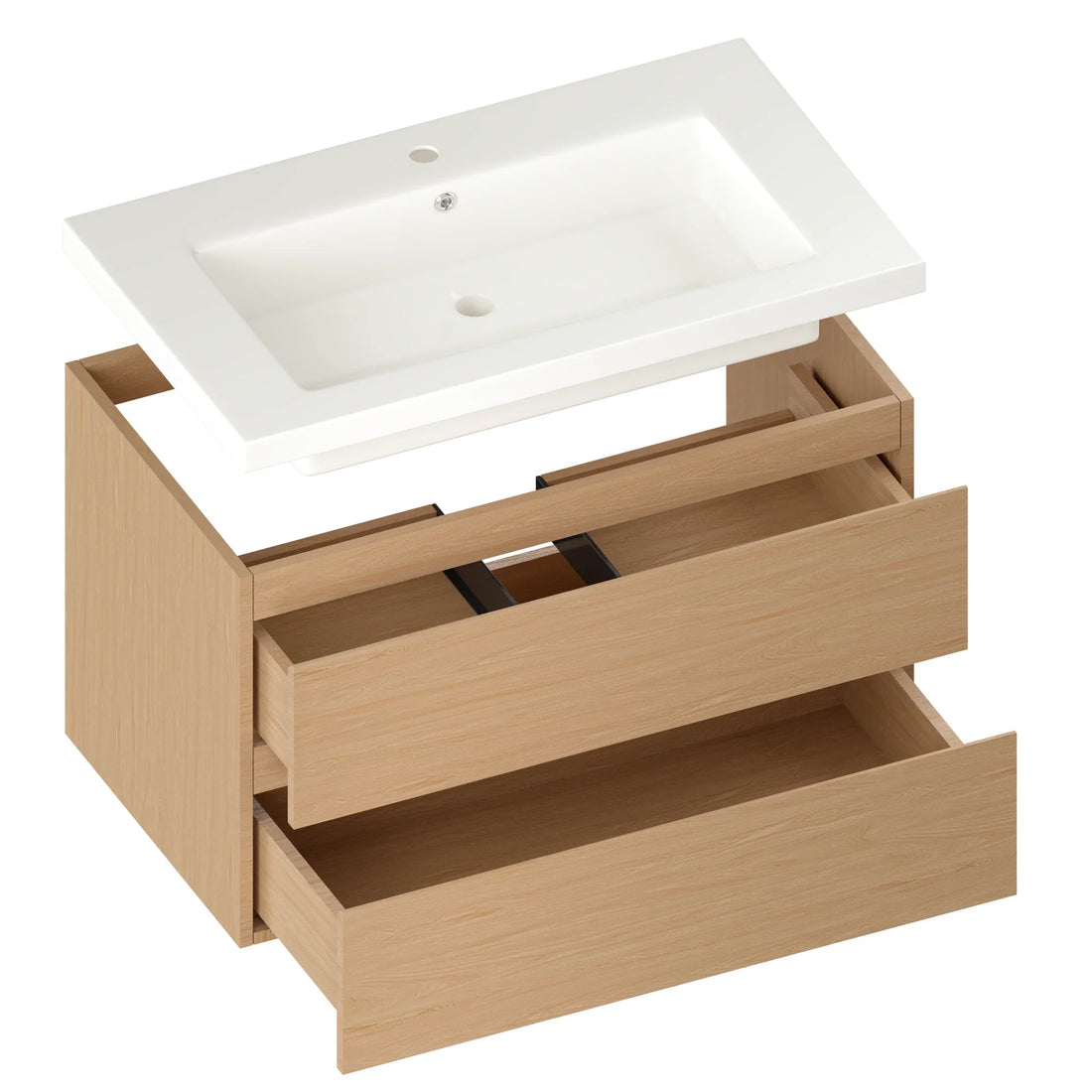 Badeværelsesmøbel Sova - 80cm - Lys eg - Hvid Vask