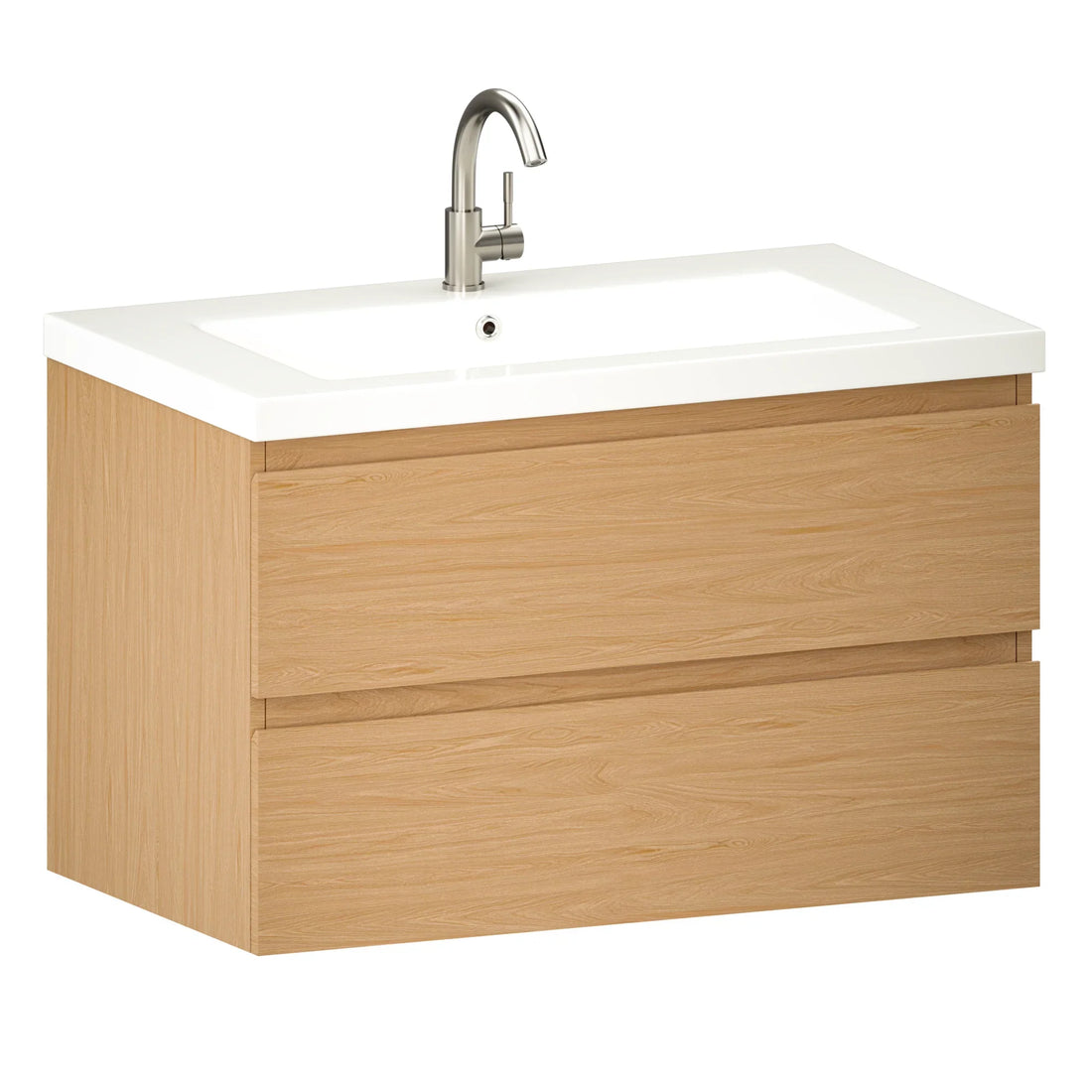 Badeværelsesmøbel Sova - 80cm - Lys eg - Hvid Vask