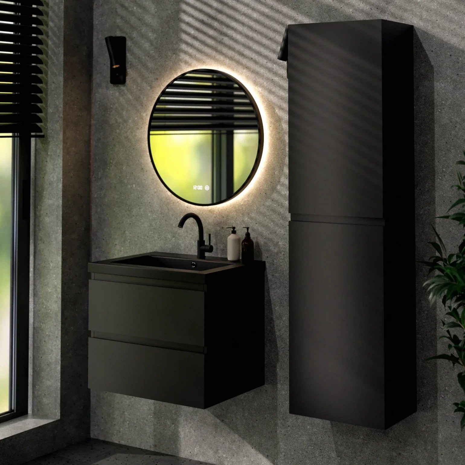 Badeværelsesmøbel Karo - 60cm - Mat sort - Vask sort - Forudbestil