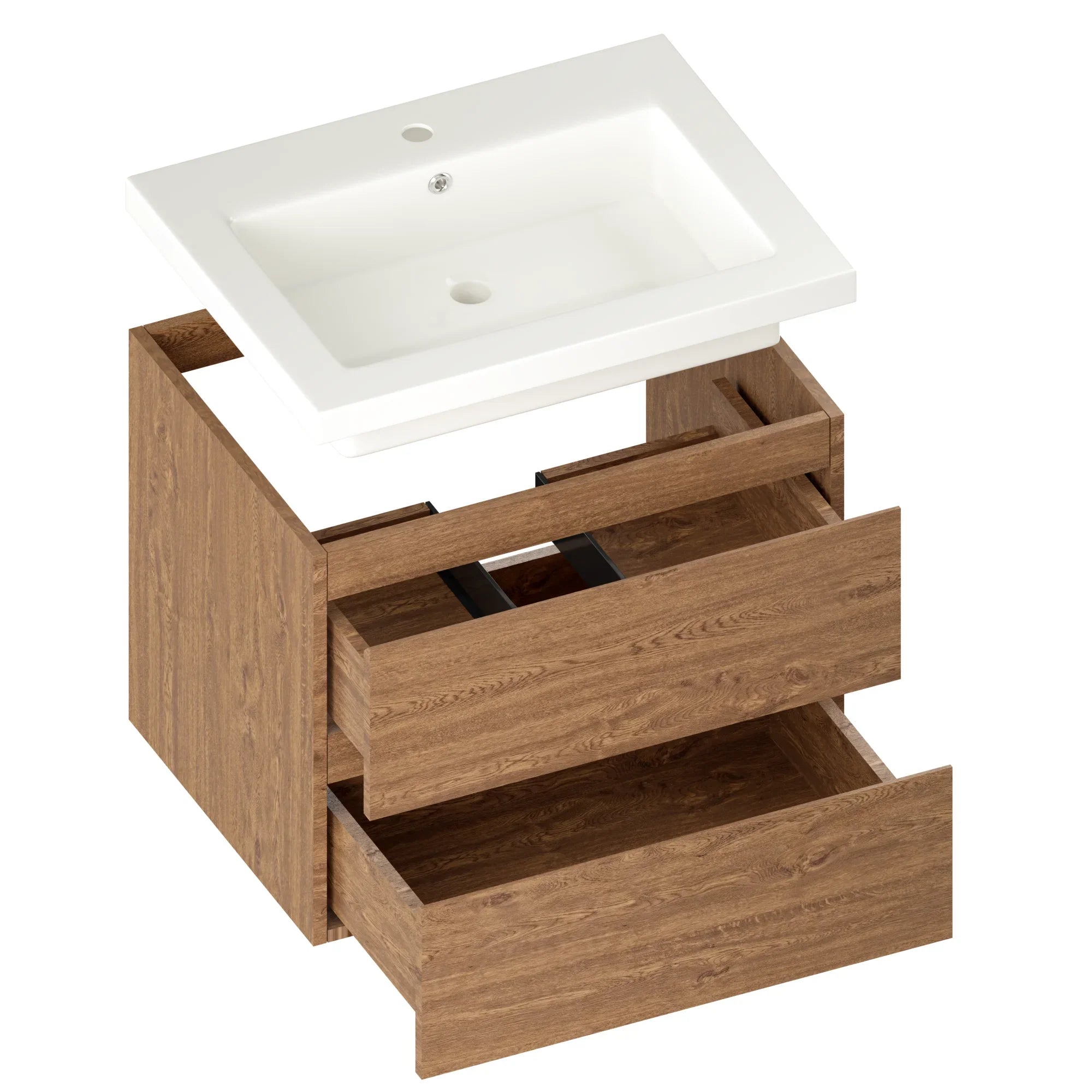 Badeværelsesmøbel Karo - 60cm - Varm eg - Hvid Vask