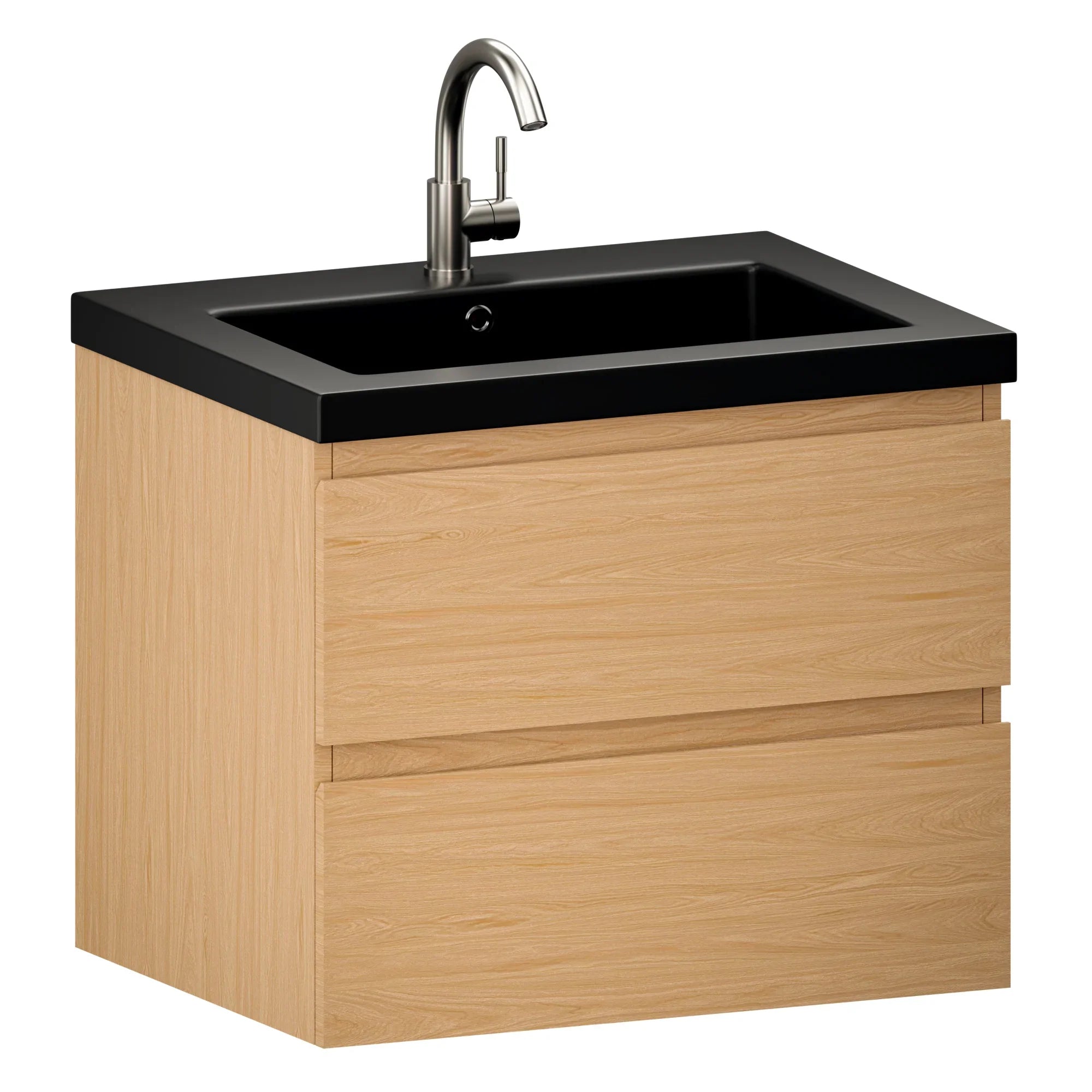 Badeværelsesmøbel Karo - 60cm - Lys eg - Sort Vask