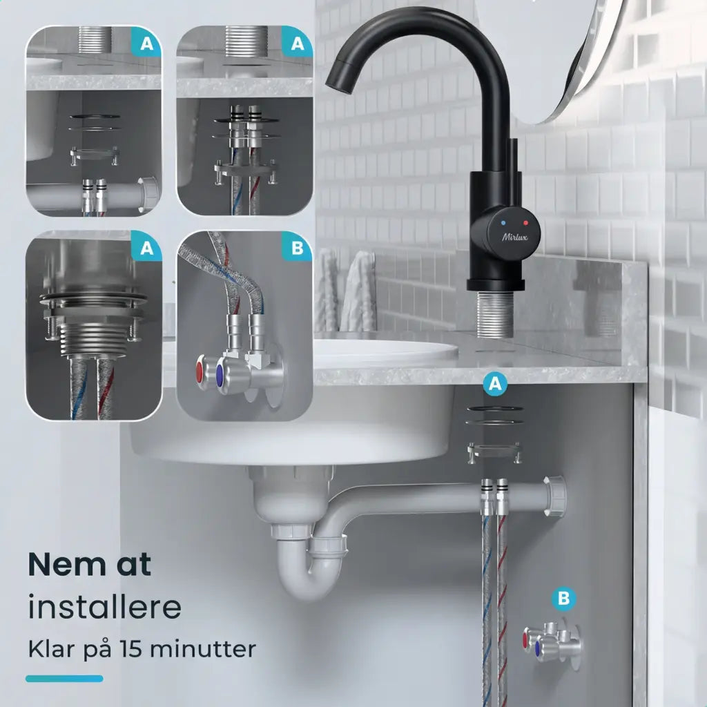 Håndvaskarmatur – WC – Sort [THALIA]