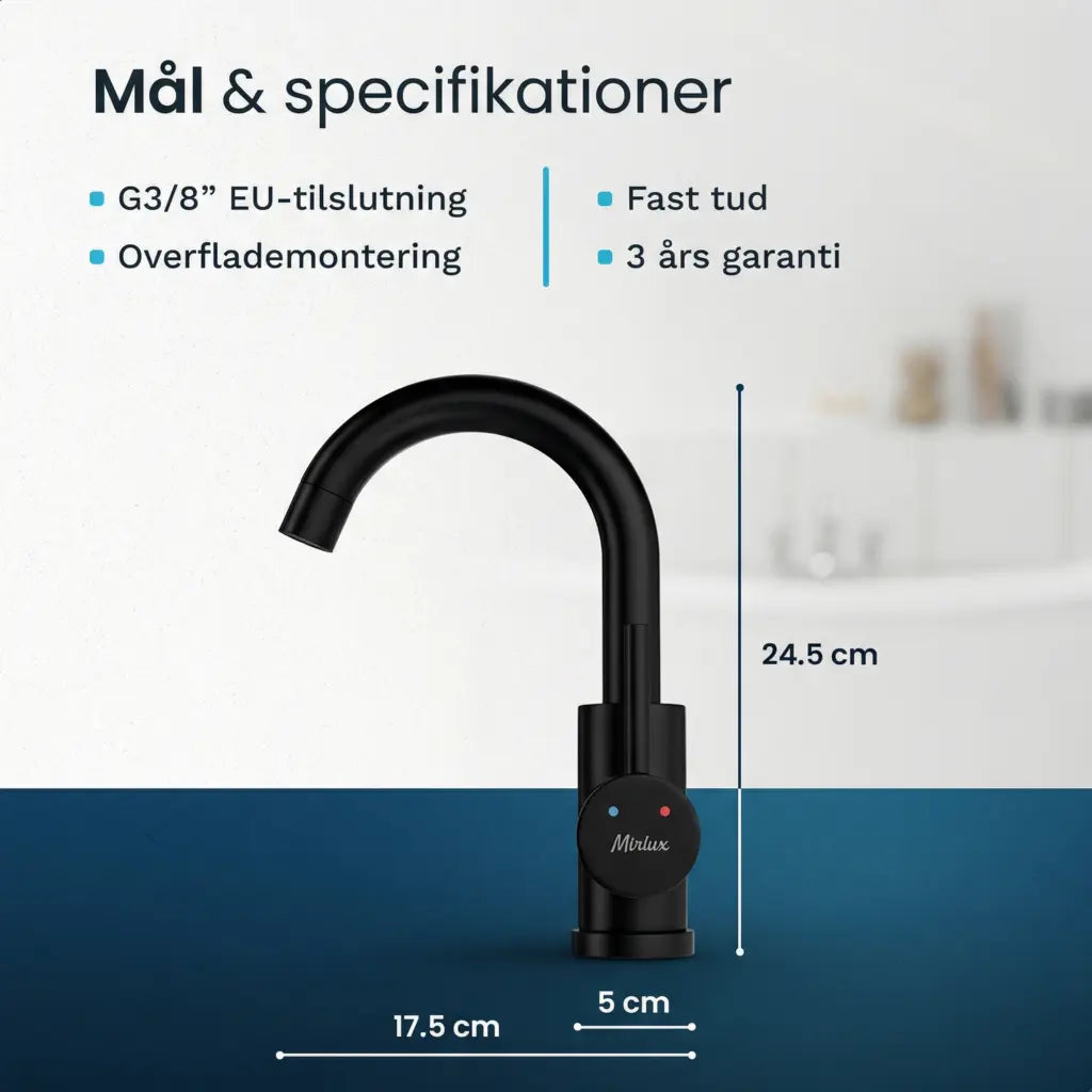 Håndvaskarmatur – WC – Sort [THALIA]