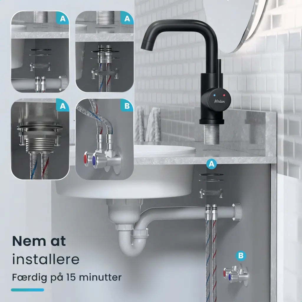 Håndvaskarmatur – WC – Sort [KALLISTA]