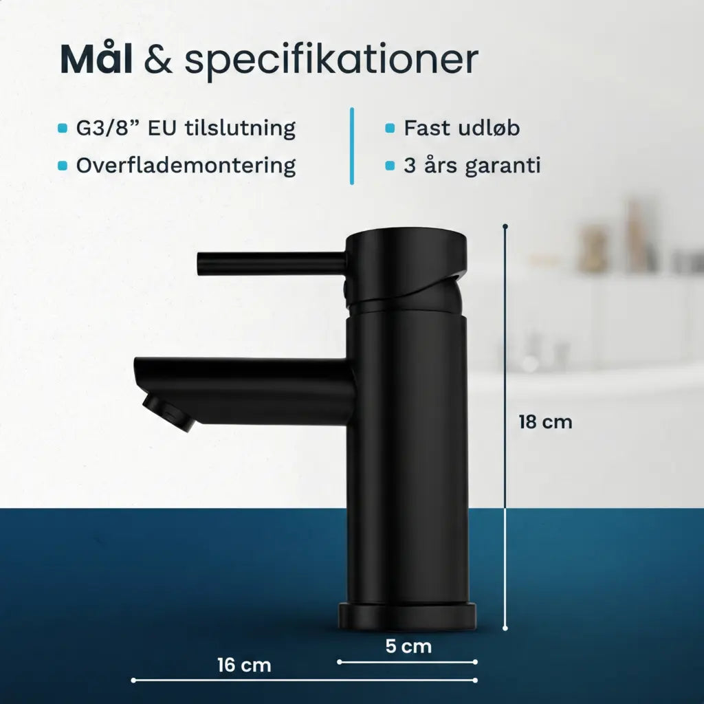 Håndvaskarmatur – WC – Sort [ZOE]