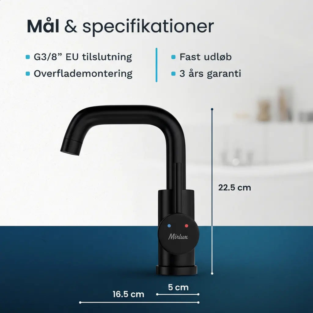 Håndvaskarmatur – WC – Sort [KALLISTA]