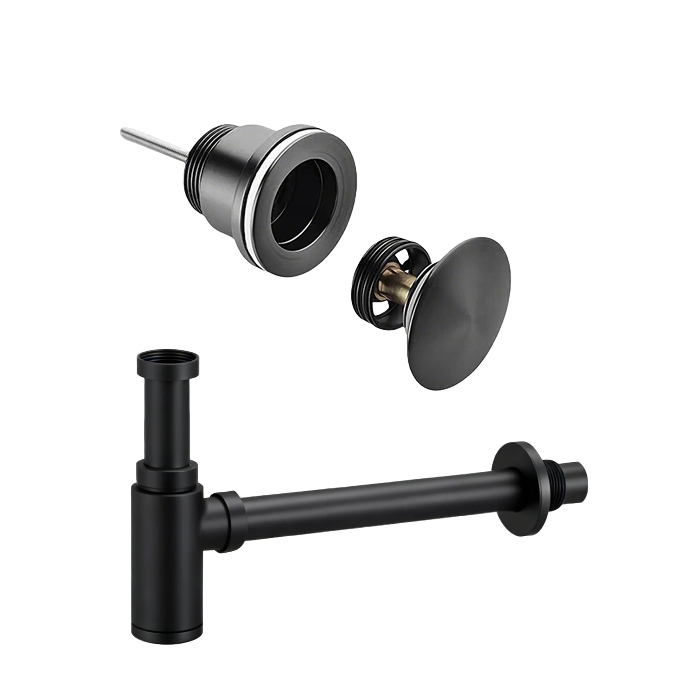 Afløbssæt i mat sort – clickwaste bundprop – sifon –