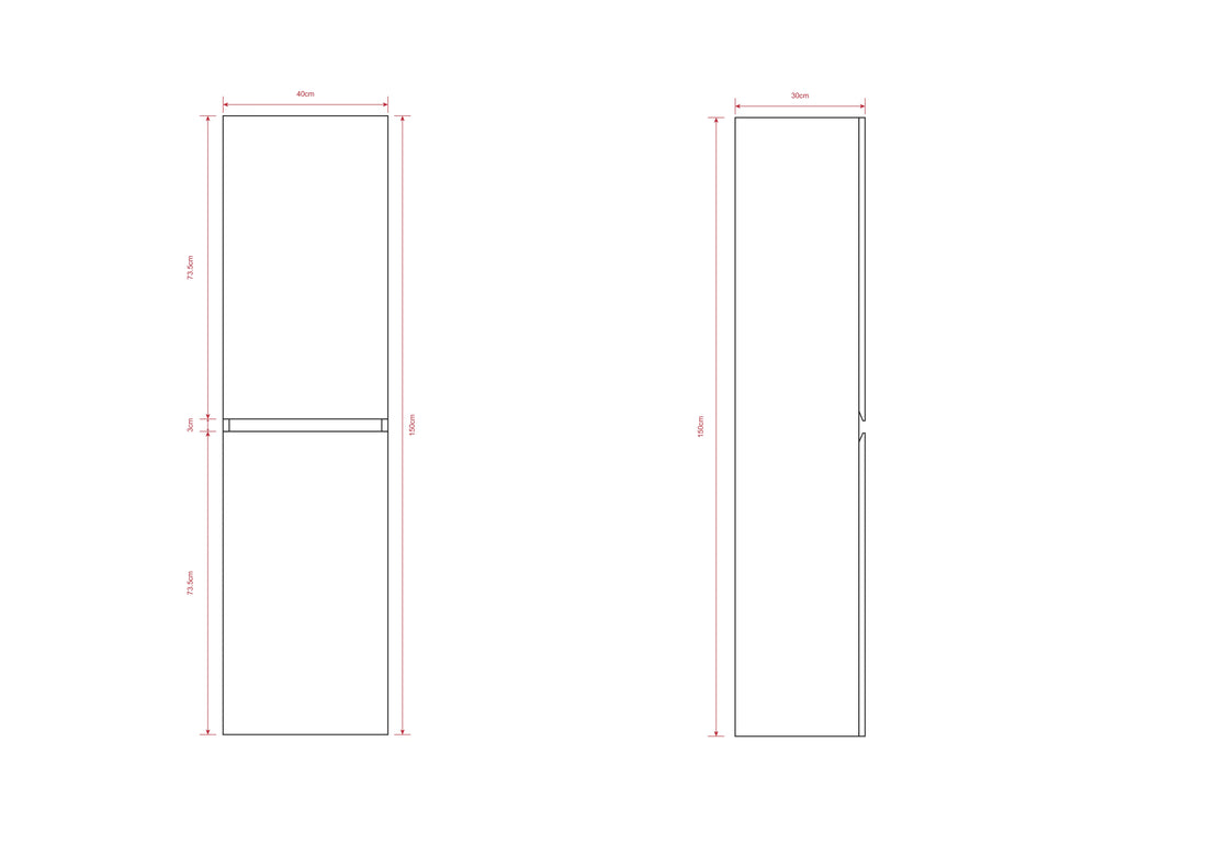 Højskab Ruvo - 150 cm - Mat sort