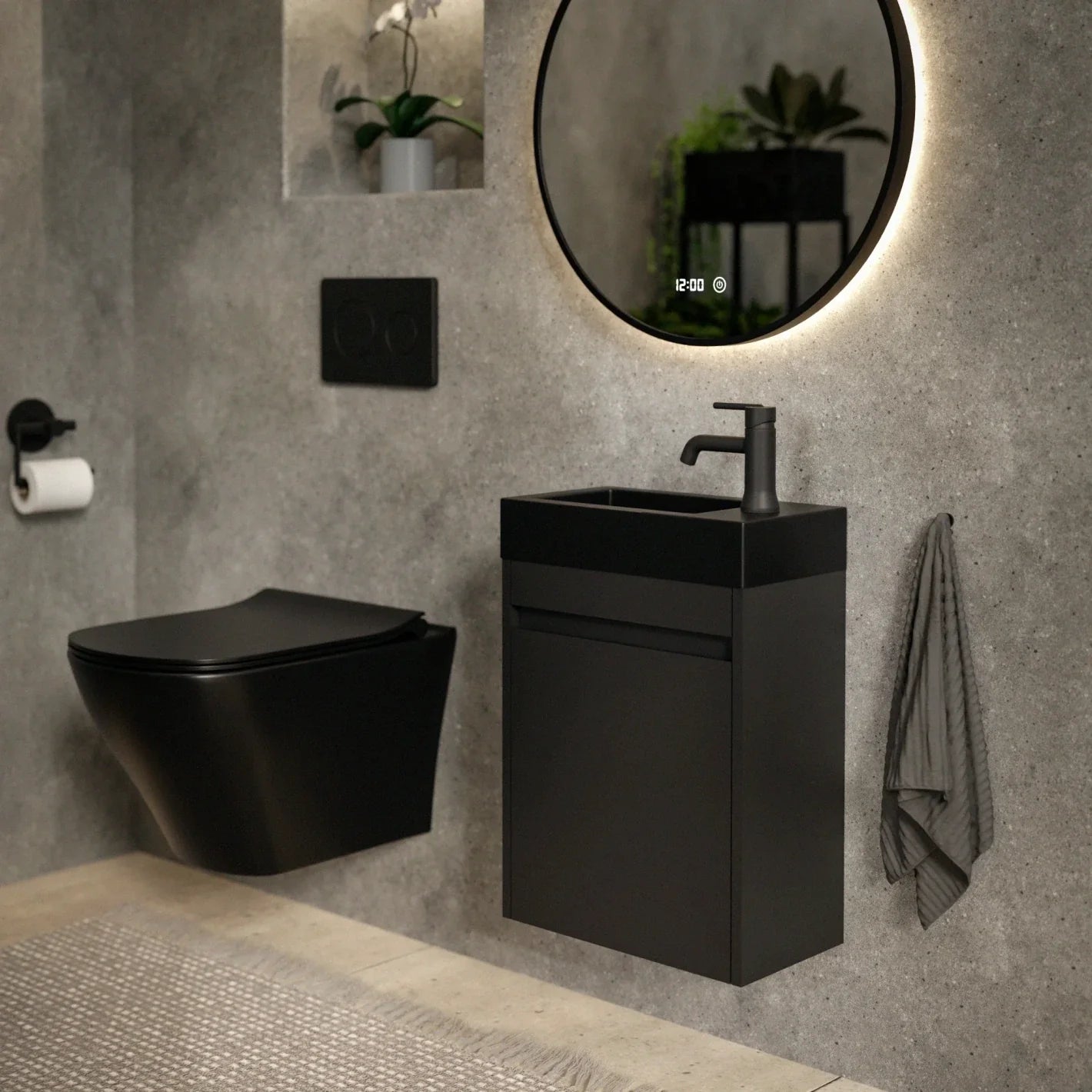 Toiletmøbel Elen - 40cm - Mat sort - Sort Vask