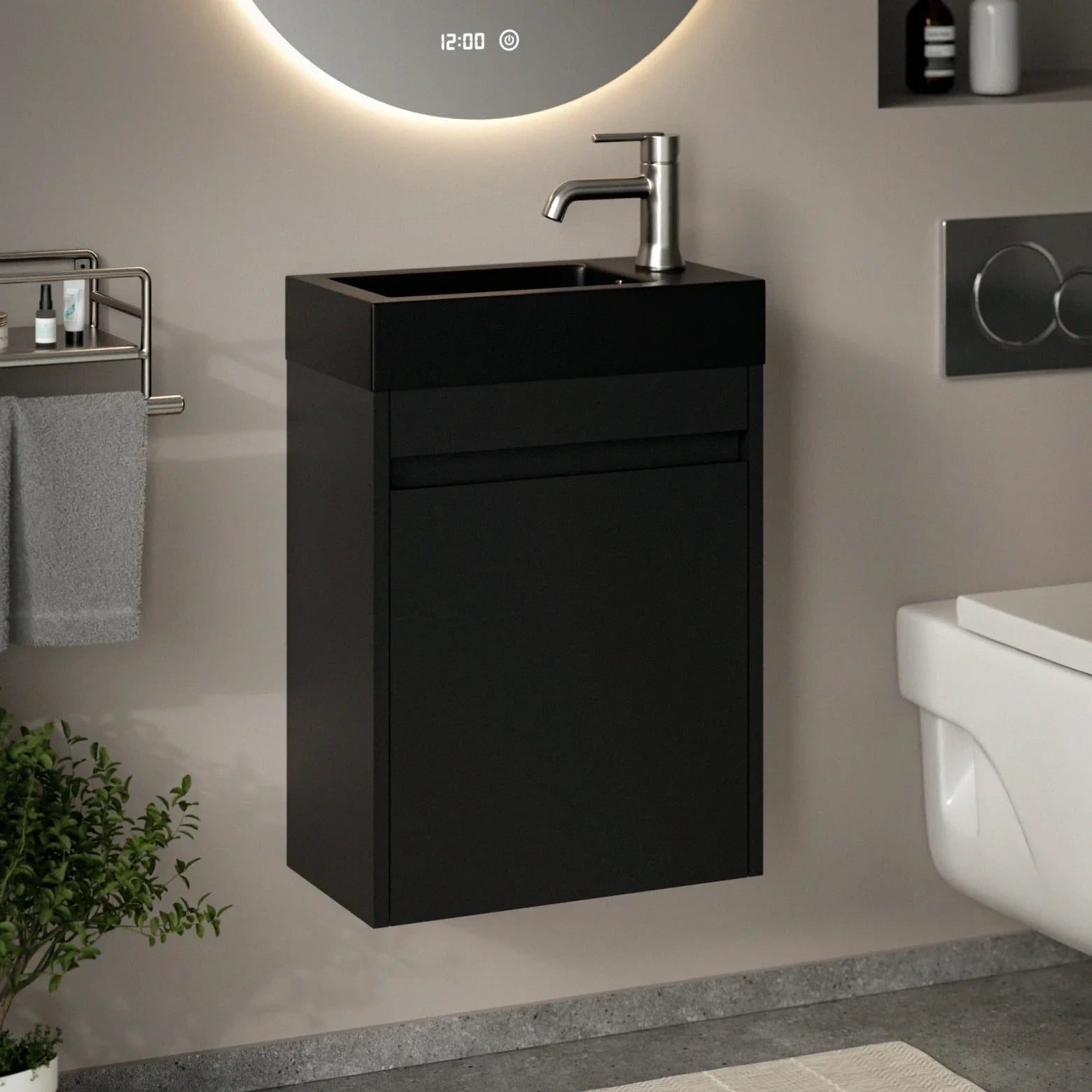 Toiletmøbel Elen - 40cm - Mat sort - Sort Vask