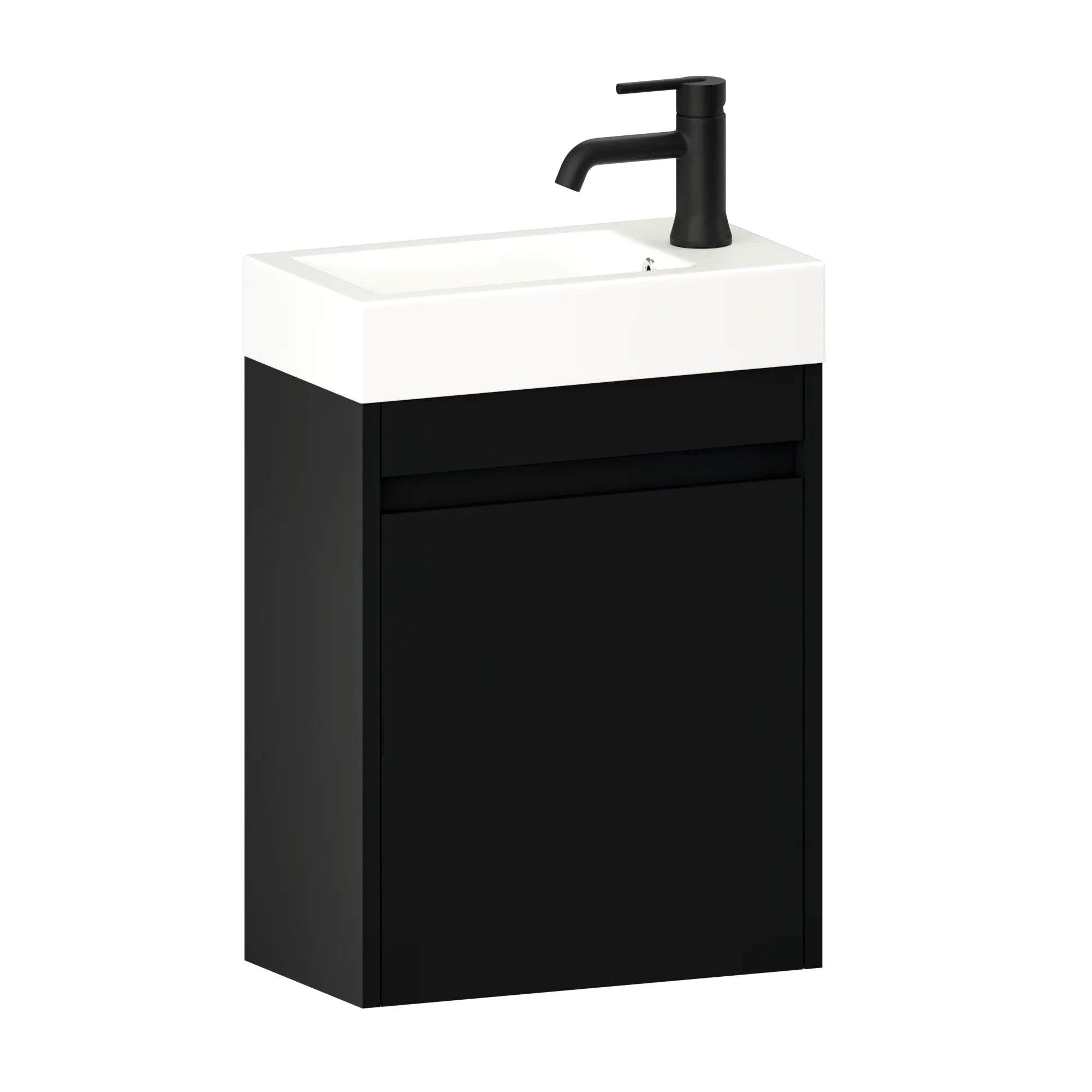 Toiletmøbel Vivo - 40cm - Mat sort - Hvid Vask - Forudbestil