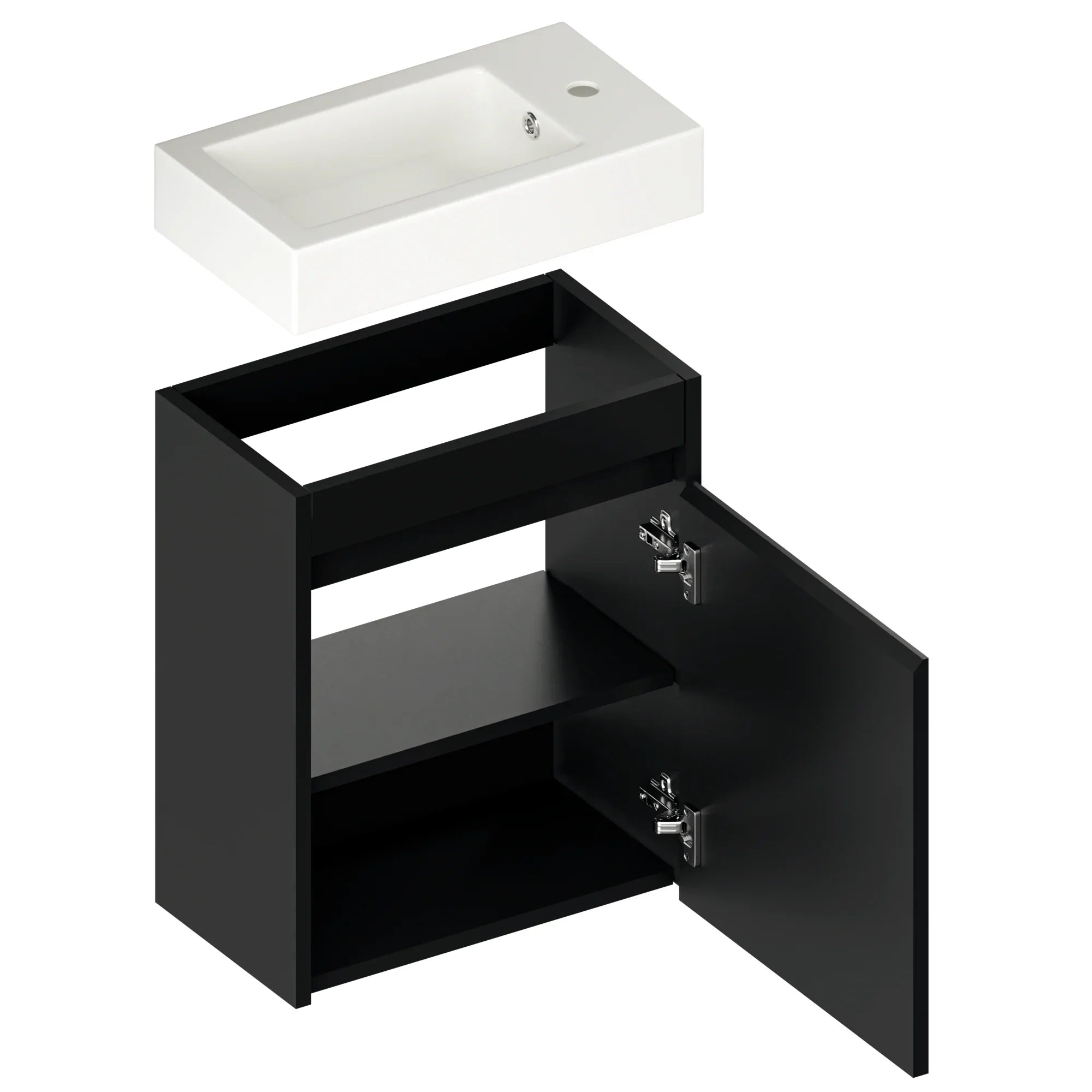 Toiletmøbel Vivo - 40cm - Mat sort - Hvid Vask - Forudbestil