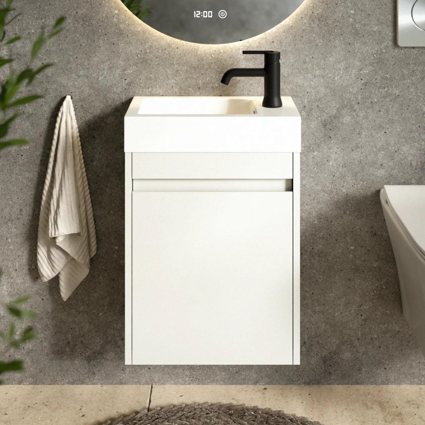 Toiletmøbel Vivo - 40cm - Hvid - Hvid Vask