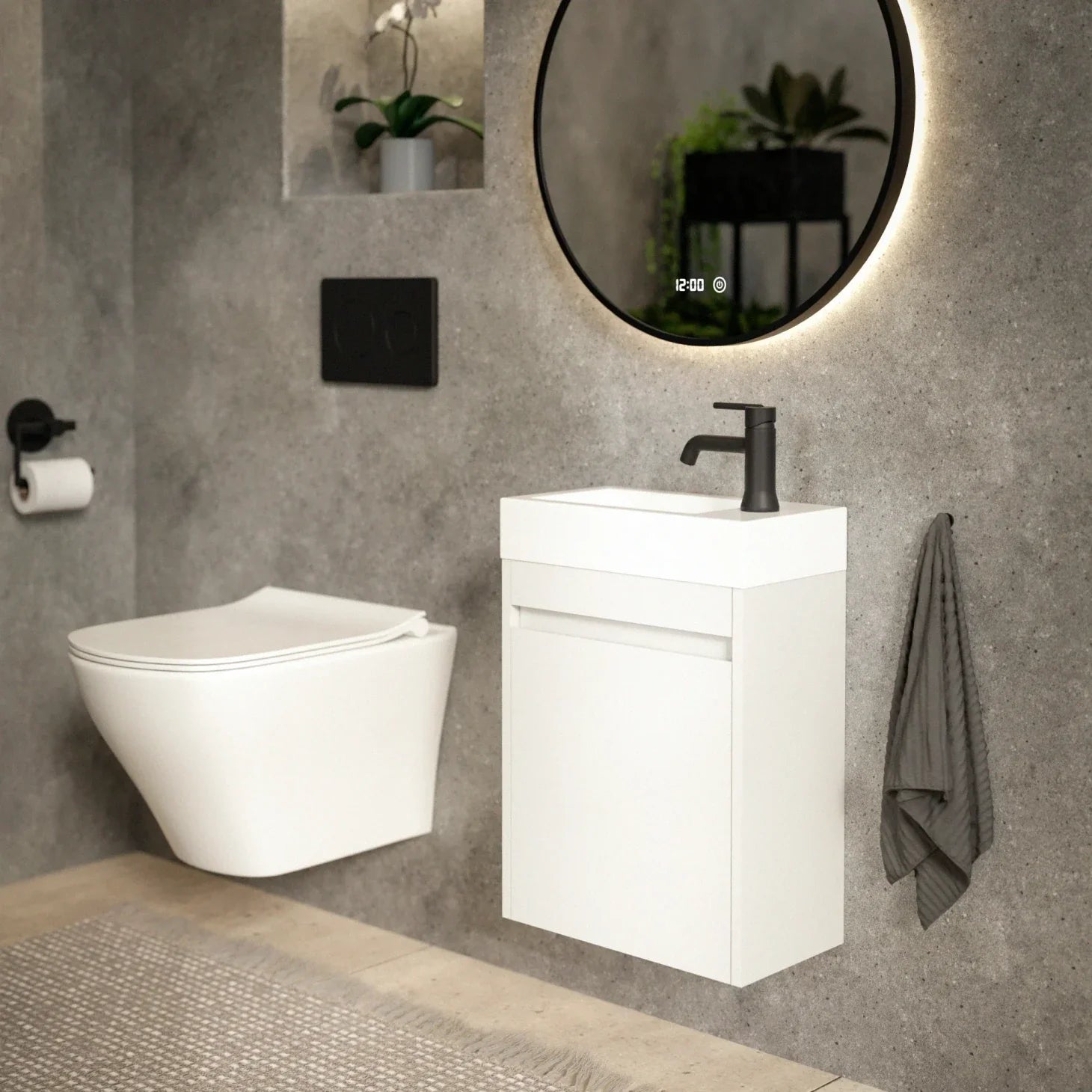 Toiletmøbel Vivo - 40cm - Hvid - Hvid Vask