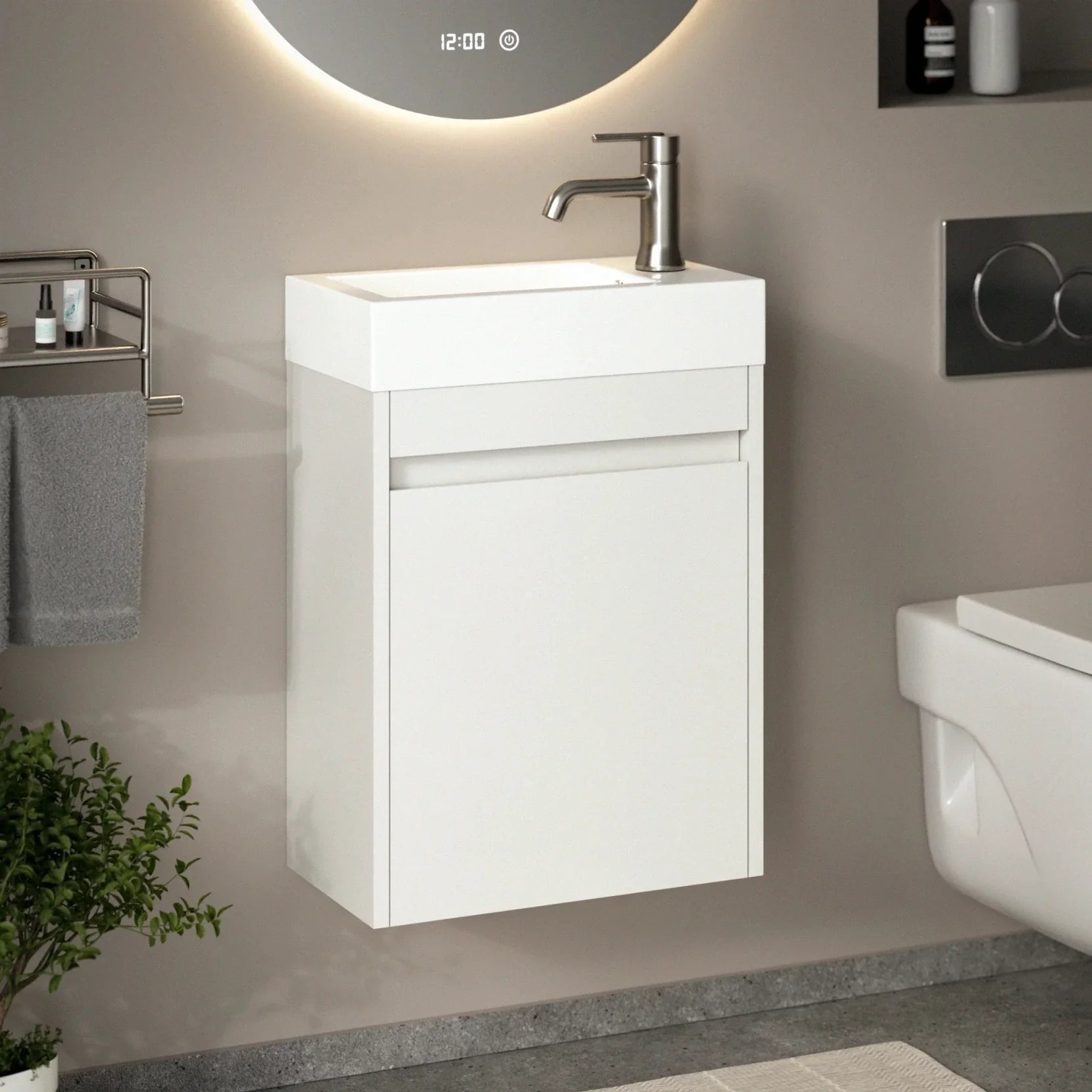 Toiletmøbel Vivo - 40cm - Hvid - Hvid Vask