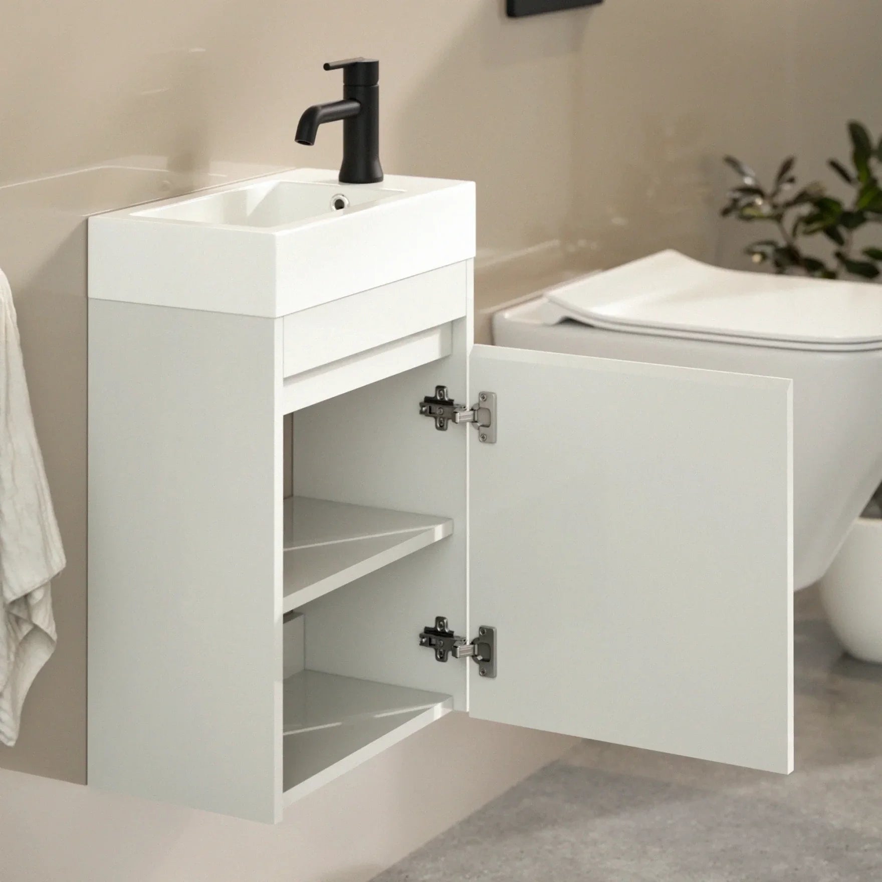 Toiletmøbel Vivo - 40cm - Hvid - Hvid Vask