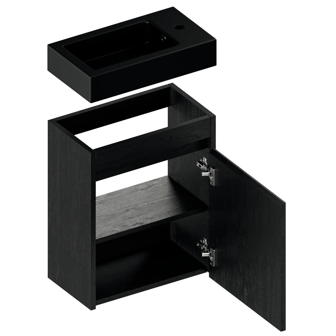 Toiletmøbel Elen - 40cm - Sort eg - Sort Vask