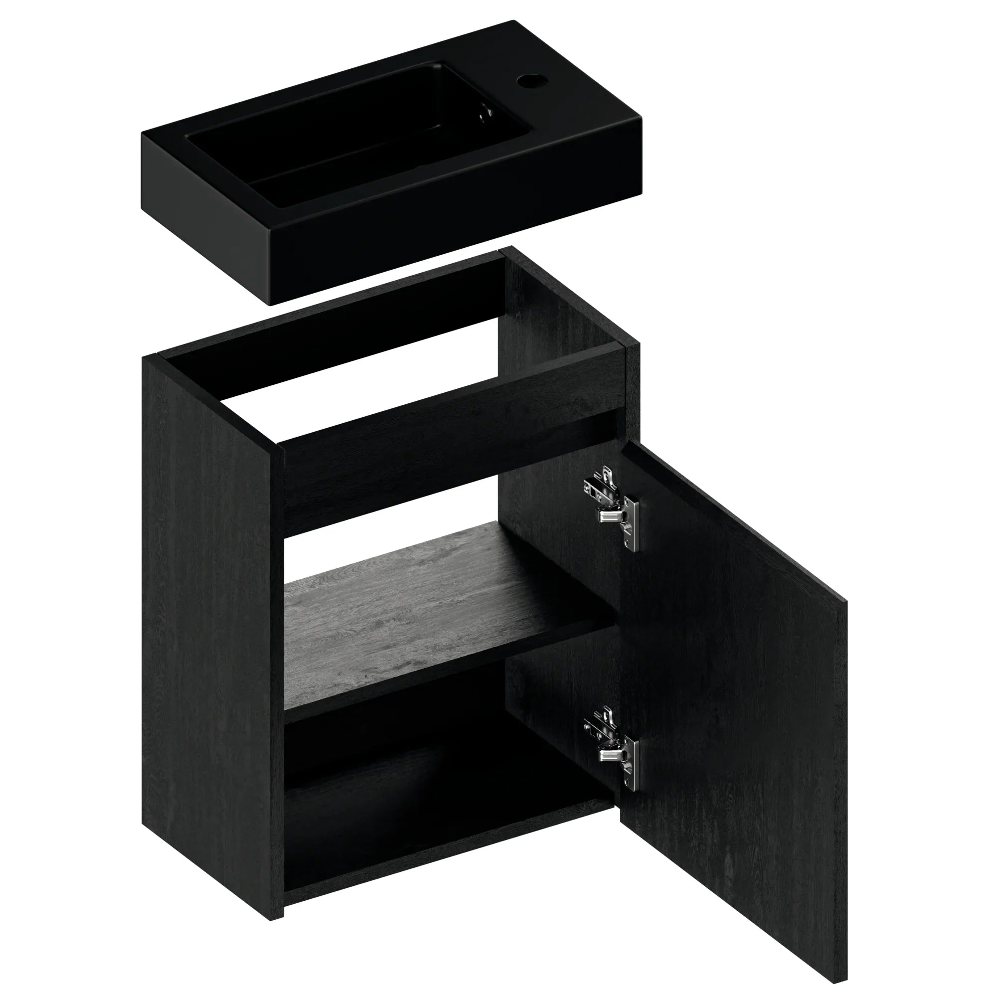 Toiletmøbel Elen - 40cm - Sort eg - Sort Vask