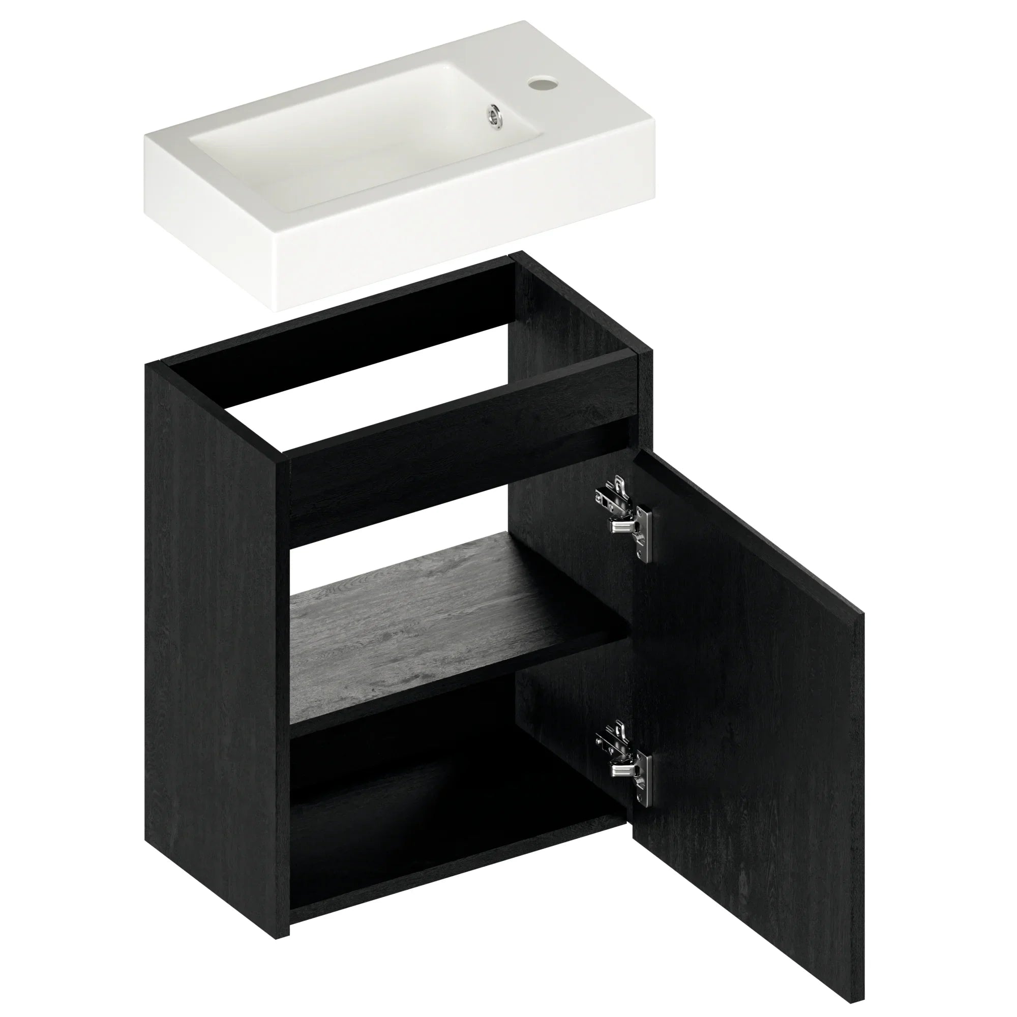 Toiletmøbel Vivo - 40cm - Sort eg - Hvid Vask