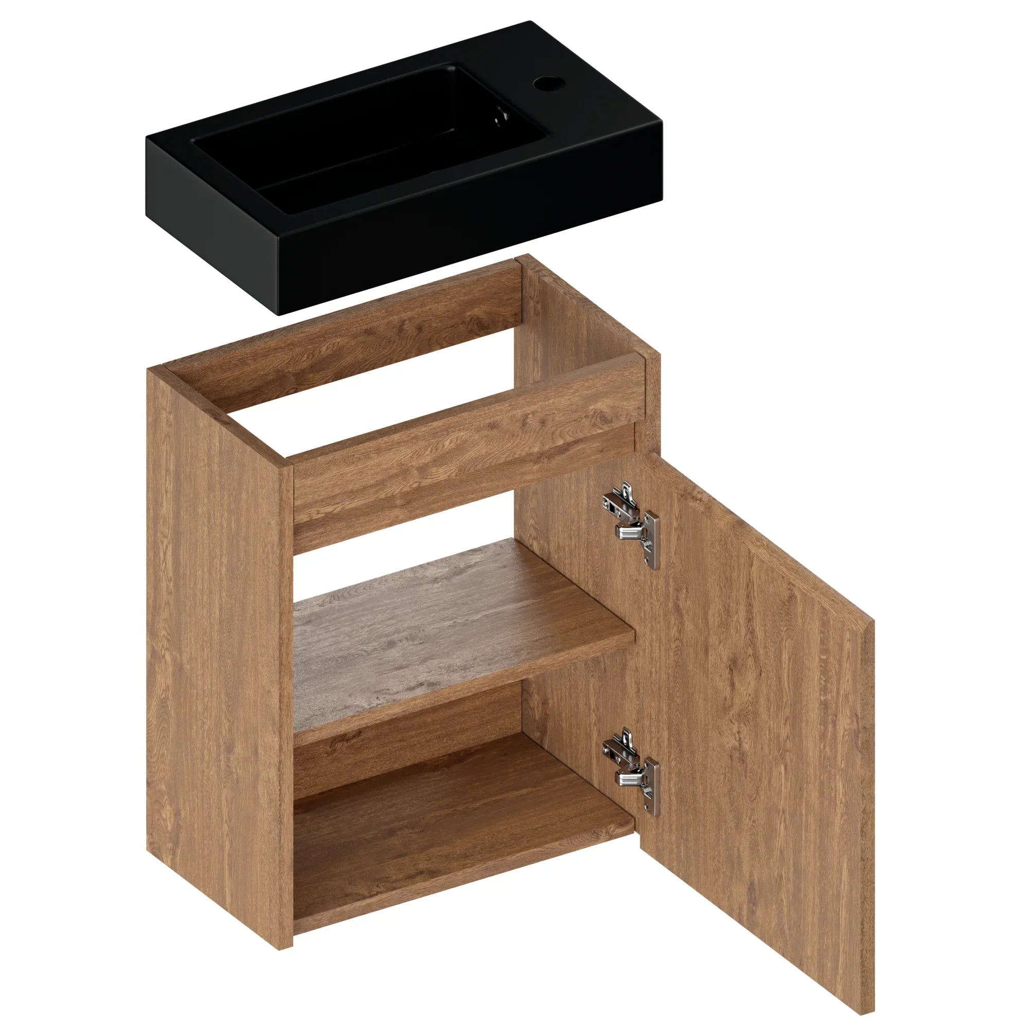 Toiletmøbel Elen - 40cm - Varm eg - Sort Vask
