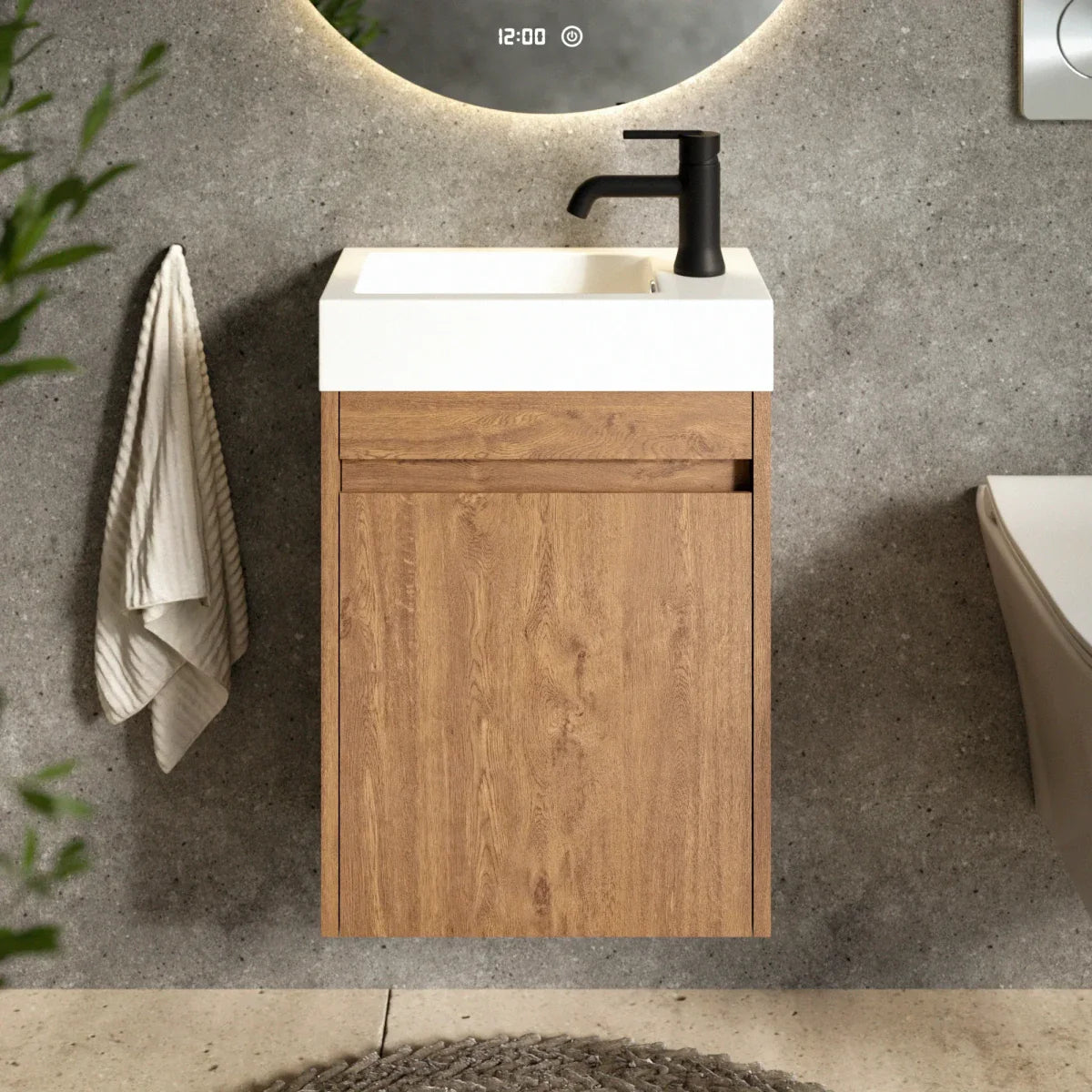 Toiletmøbel Vivo - 40cm - Varm eg - Hvid Vask