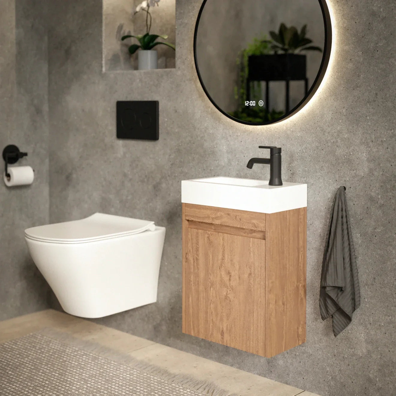 Toiletmøbel Vivo - 40cm - Varm eg - Hvid Vask
