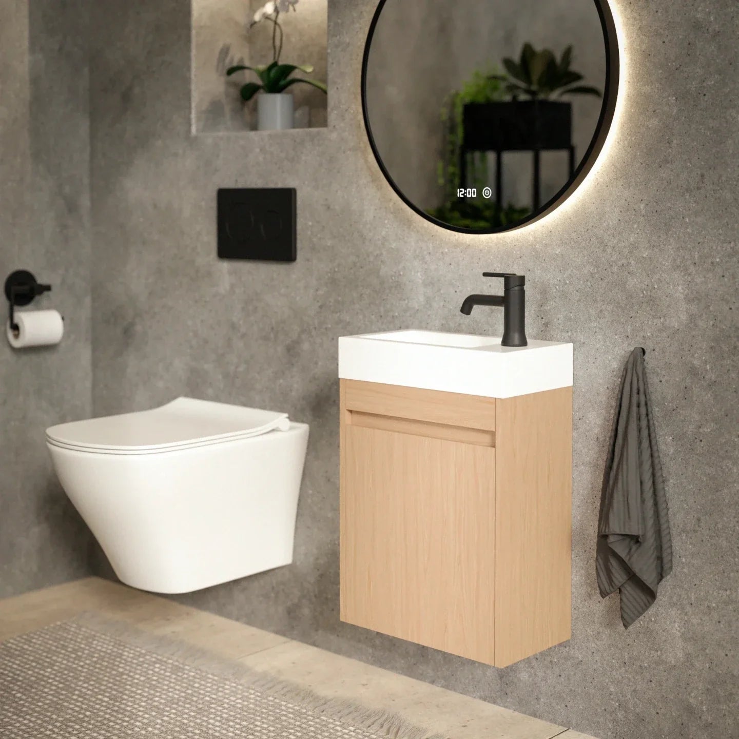 Toiletmøbel Vivo - 40cm - Lys eg - Hvid Vask