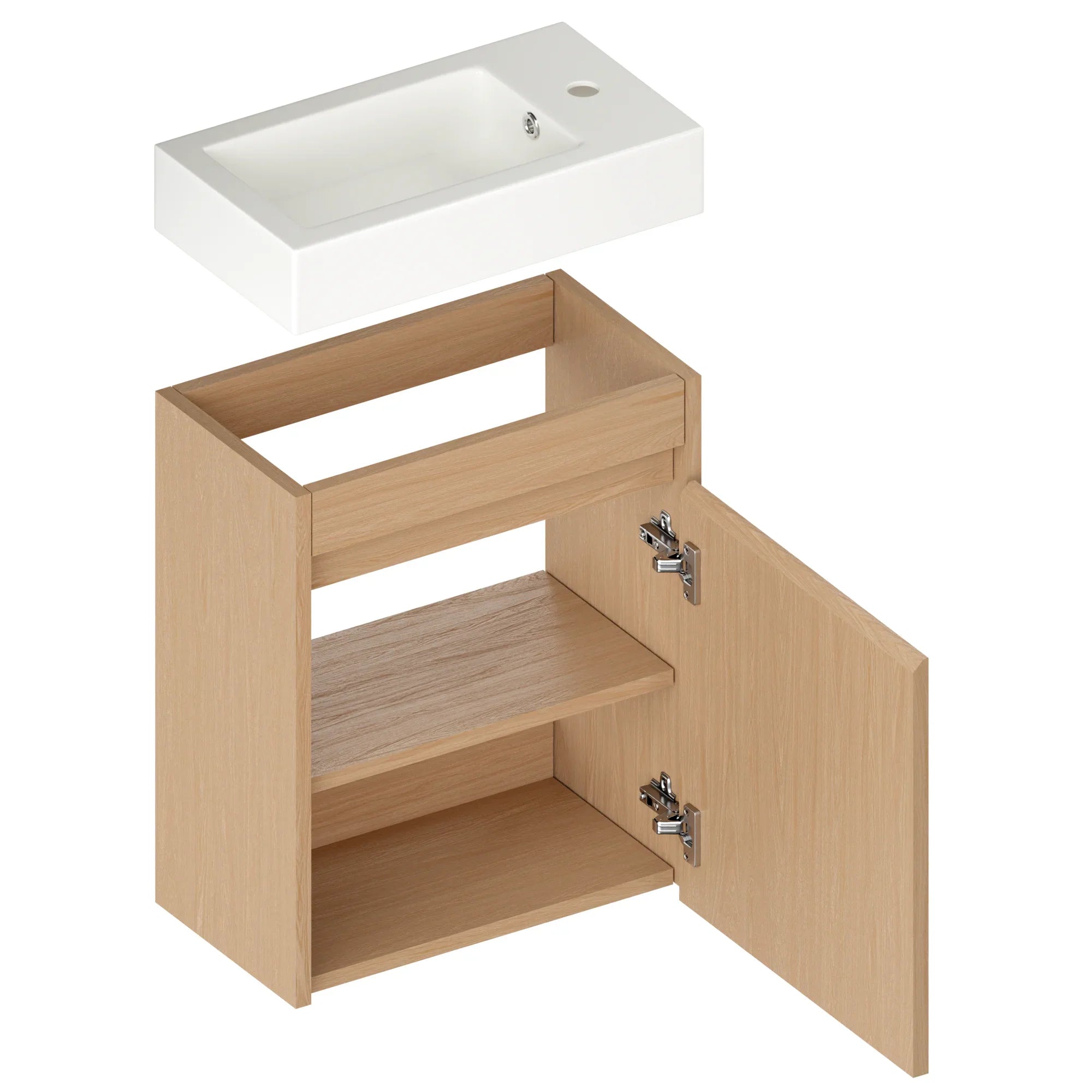 Toiletmøbel Vivo - 40cm - Lys eg - Hvid Vask