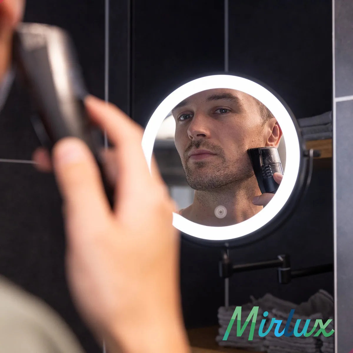Makeupspejl - Genopladeligt - Sort - 1-5x Forstørrelse