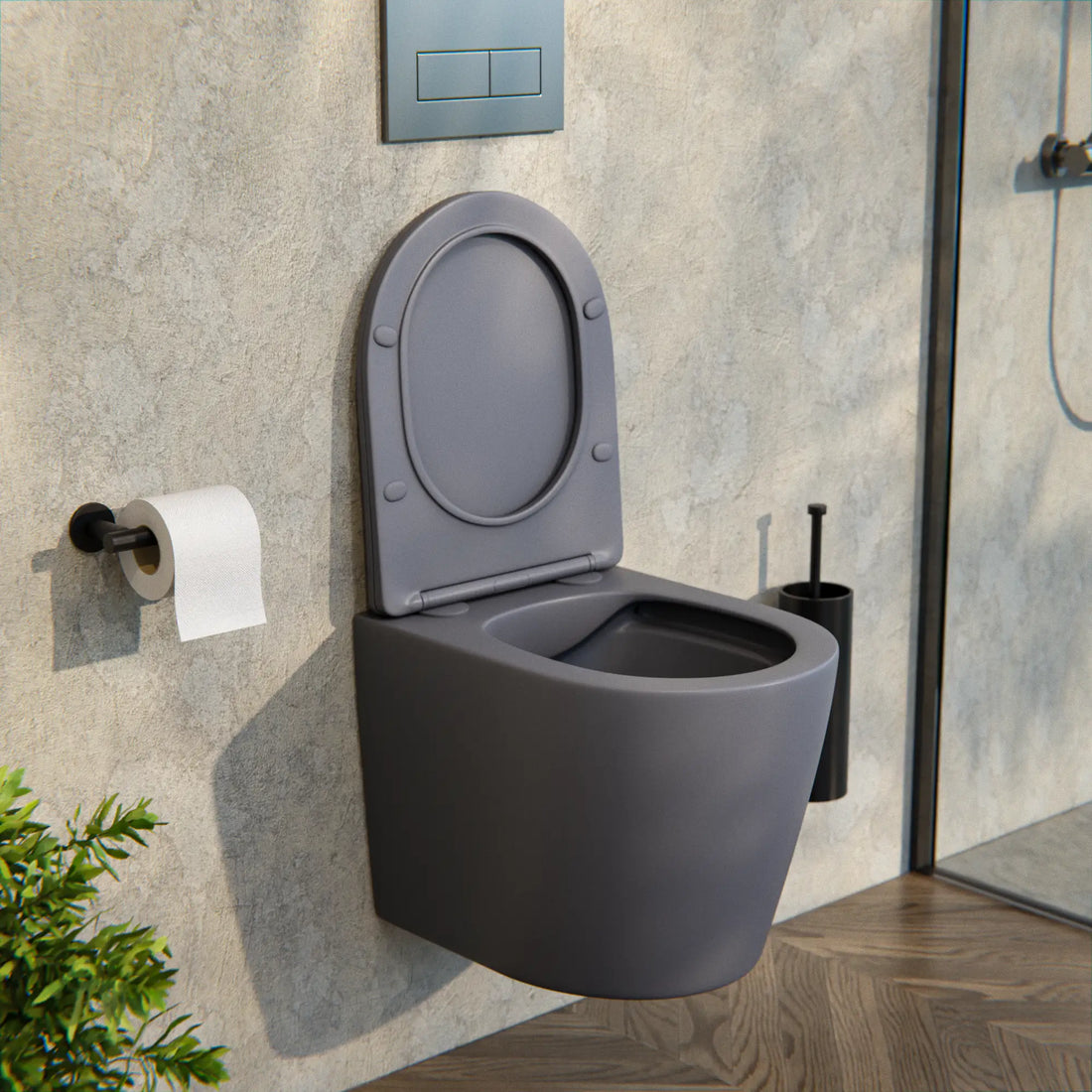 Væghængt toilet Varo - Rimless - Soft-close Sæde - Grå