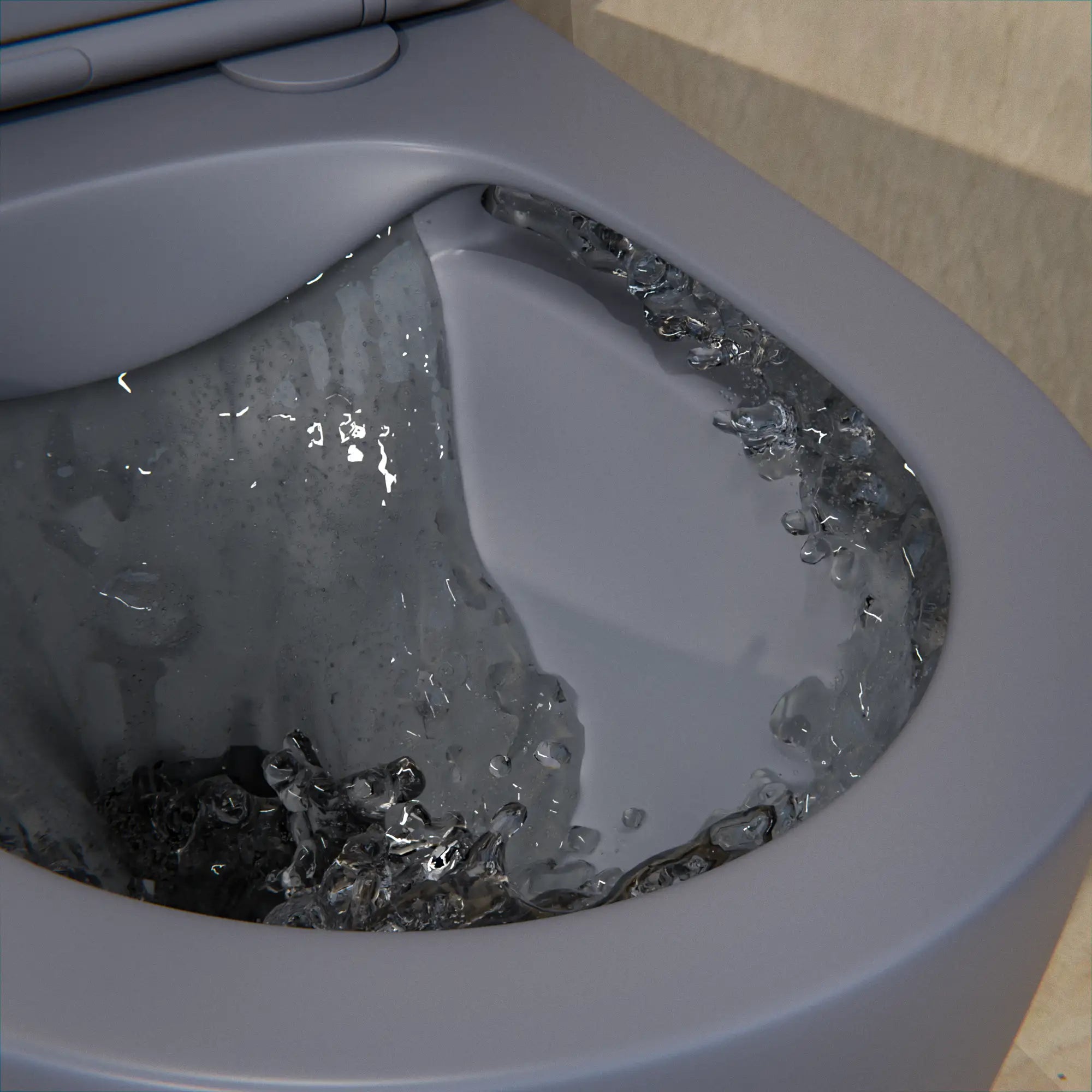 Væghængt toilet Varo - randløs - Soft-close toiletsæde - grå