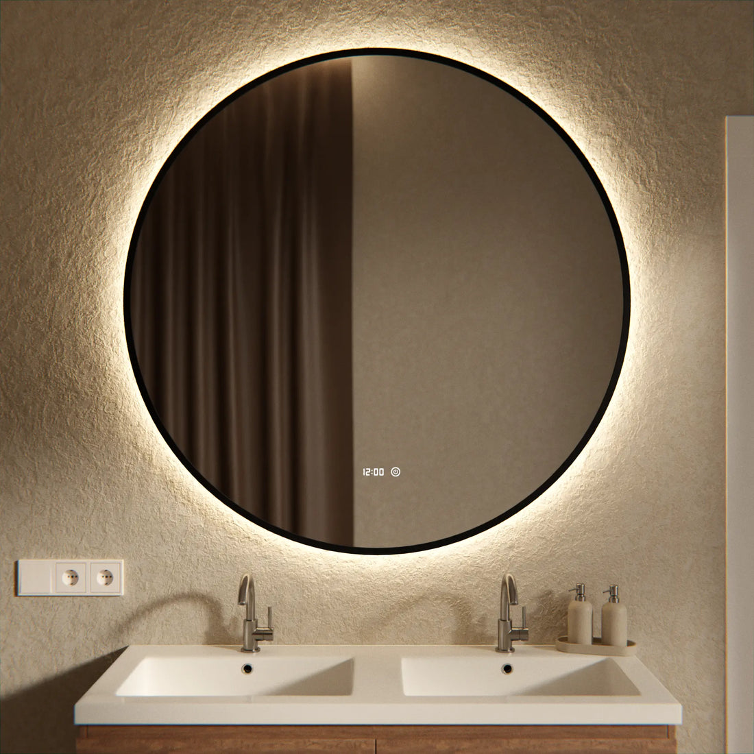 Badeværelsesspejl – 120 cm – Sort Ramme
