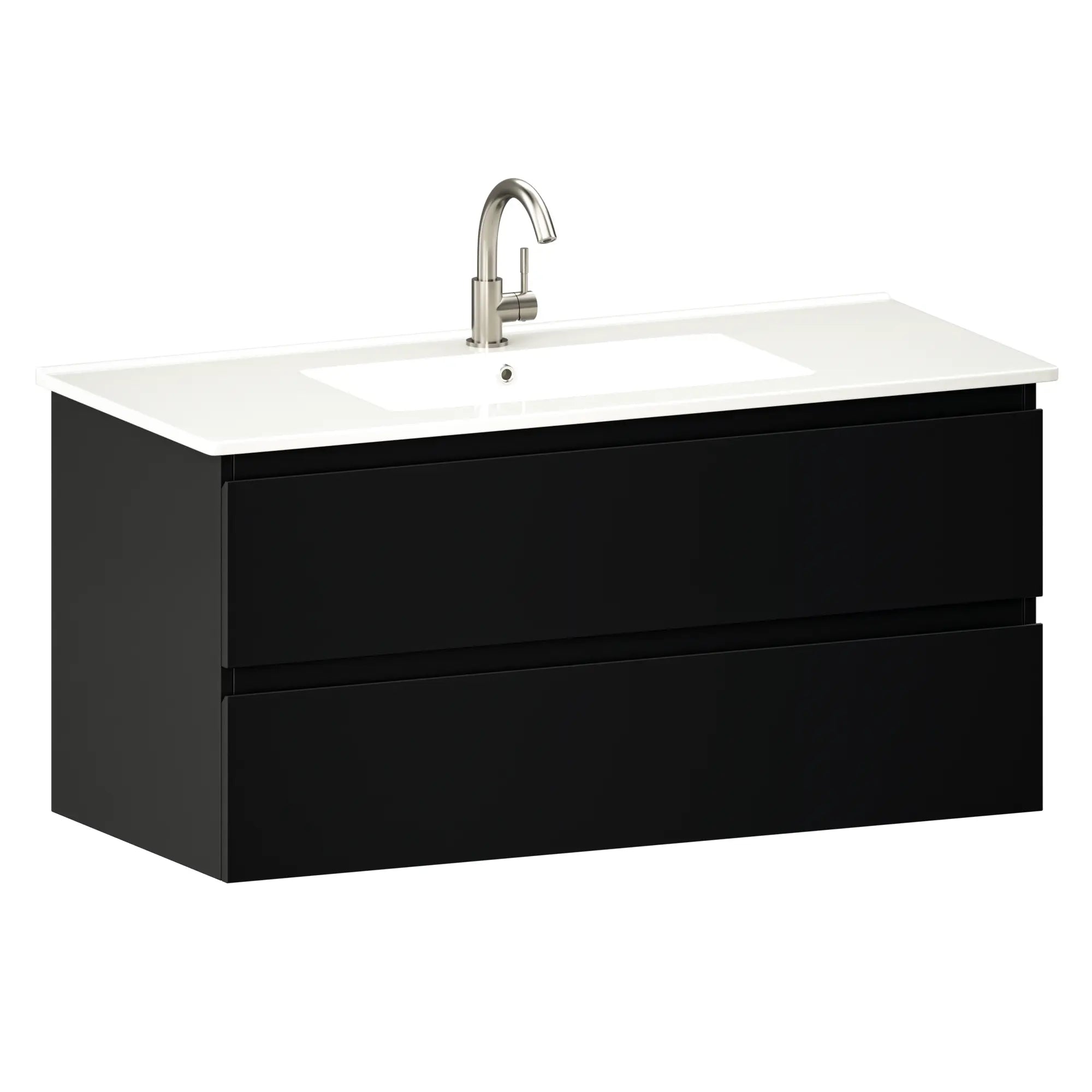 Badezimmermöbel Varo – 100 cm – Schwarz-Weißes Waschbecken – VORBESTELLUNG - Forudbestil