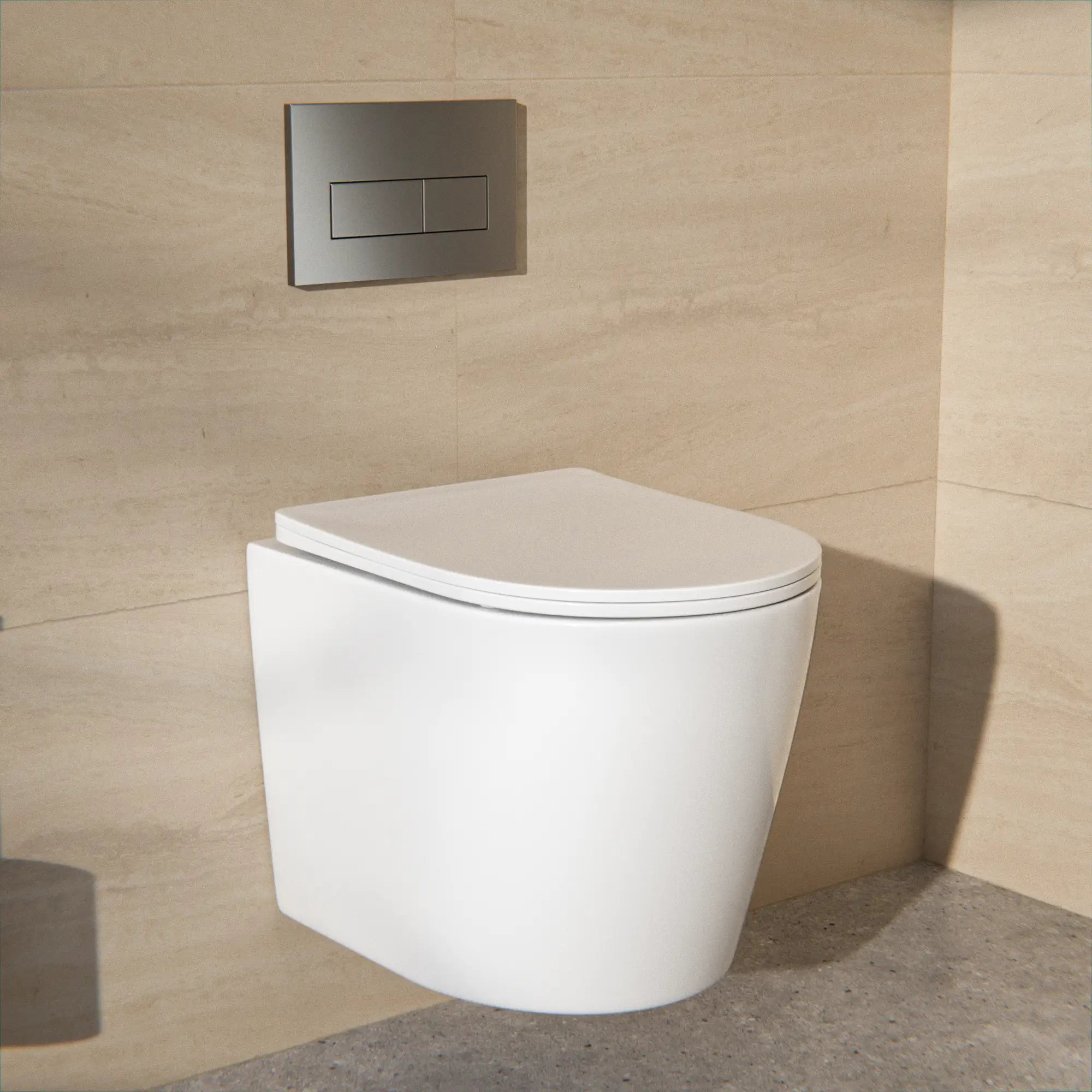 Væghængt toilet Varo - Randløs - Soft-close sæde - Blank hvid