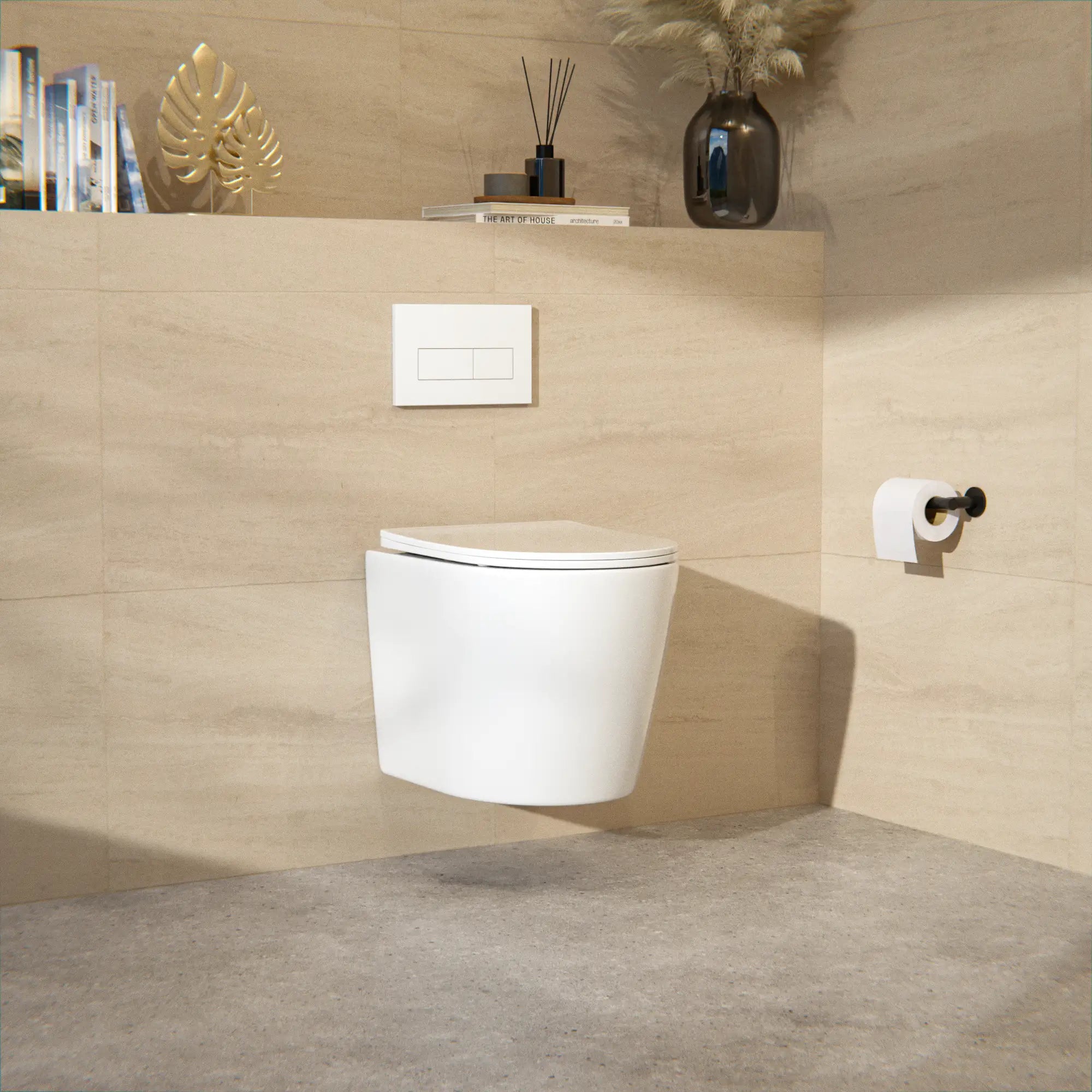 Væghængt toilet Varo - Randløs - Soft-close sæde - Blank hvid